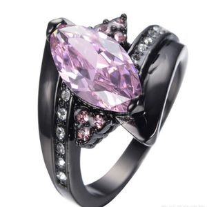 18K Black Gold Filled Pink Sapphire Ring